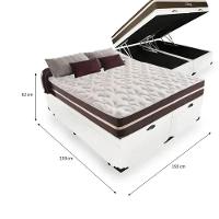 Cama Box Baú King 193 Tecido Sintético Branco Com Colchão Little Angel - Bello Box - Mola Superlastic 62x193x203cm - 2