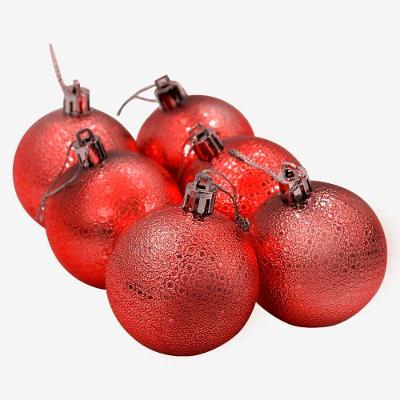 Kit 60 Bolas Enfeite Natalino árvore Natal 70mm Vermelho