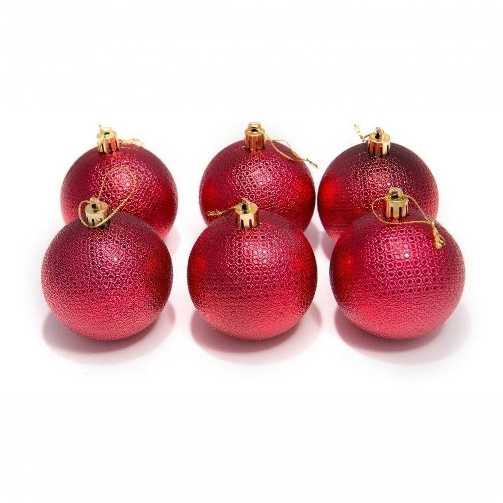 Kit 12 Bolas Natalinas Enfeite árvore De Natal 7cm Vermelho - 1