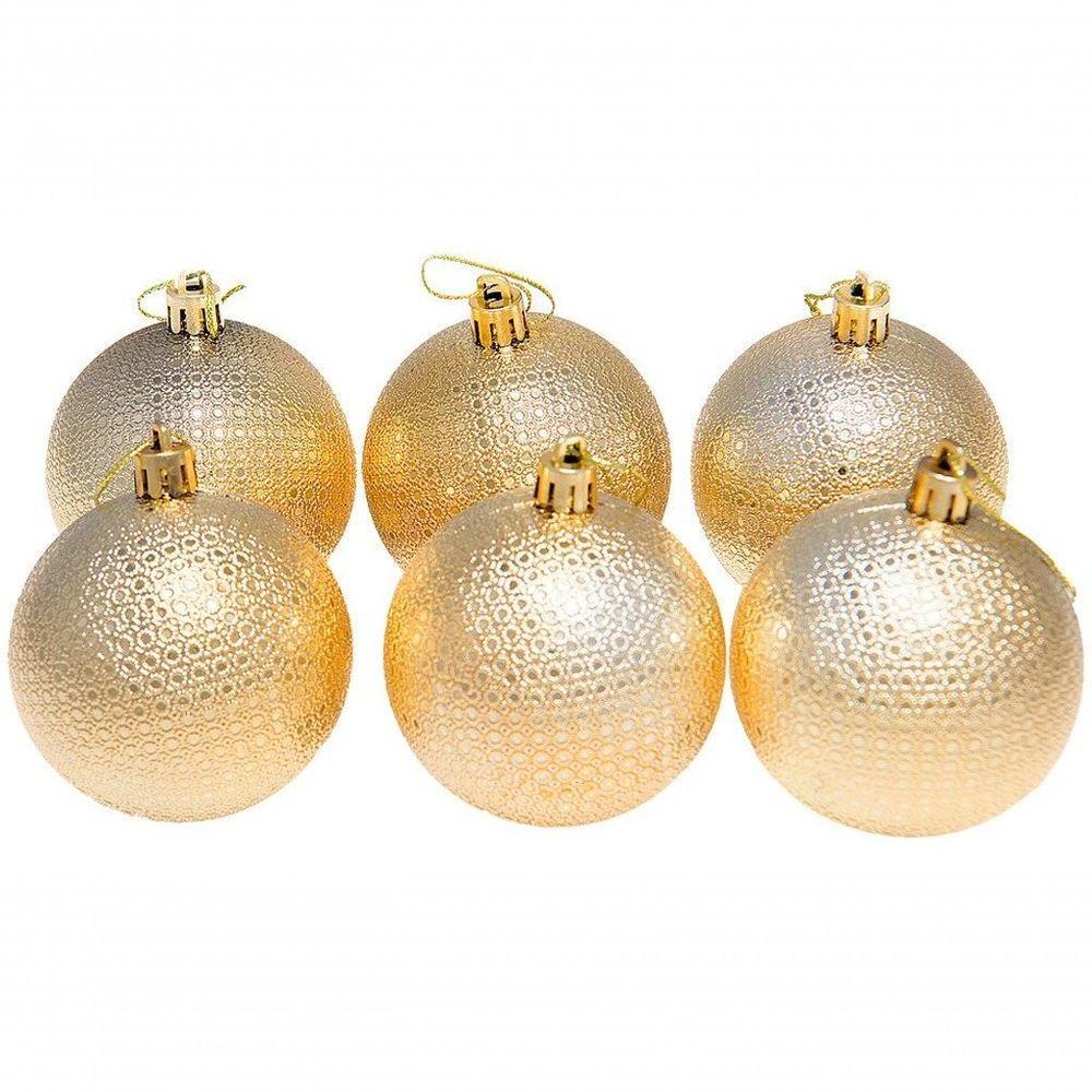 Kit 12 Bolas Natalinas Enfeite árvore De Natal 6cm Dourado - 1