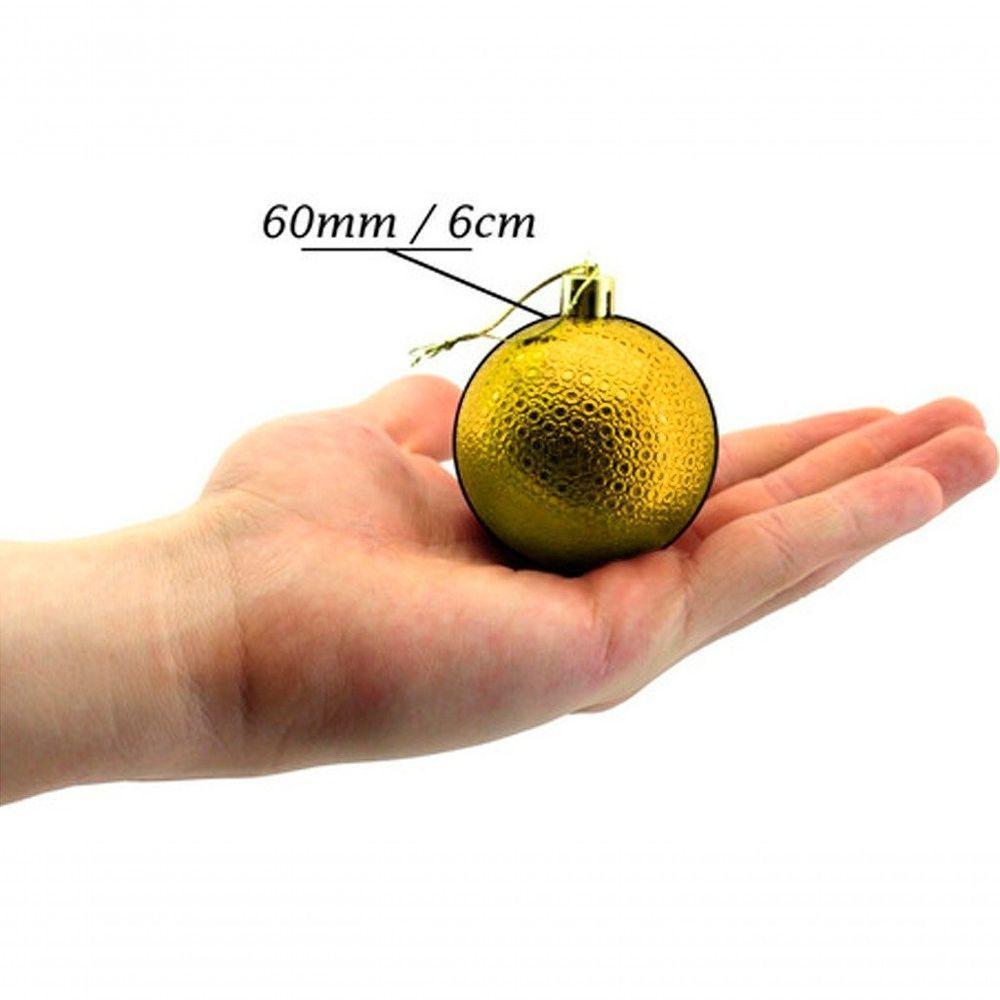 Kit 12 Bolas Natalinas Enfeite árvore De Natal 6cm Dourado - 3