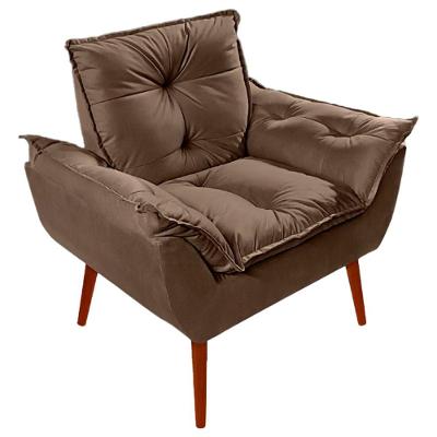 Poltrona Decorativa Opala Suede - Lm Decor Marrom