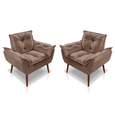 Kit 2 Poltronas Opala Decorativa P- Sala, Quarto E Recepção Suede - Lm Decor Cappuccino