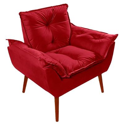 Poltrona Decorativa Opala Suede - Lm Decor Vermelho