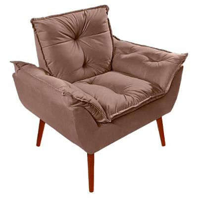 Poltrona Decorativa Opala Suede - Lm Decor Cappuccino