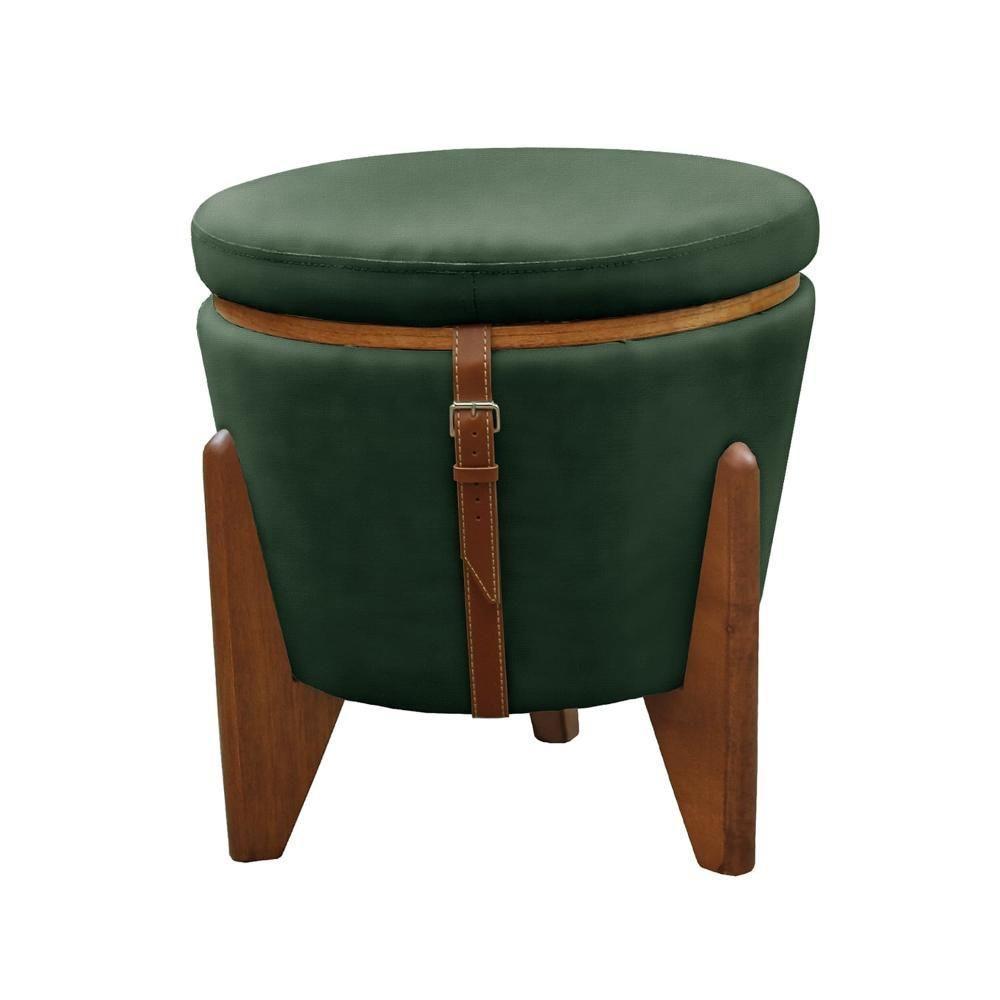 Conjunto - 2 Puffs Banqueta Fênix Baú Mesa Castellar Móbile Veludo Verde - 4