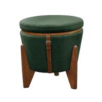 Conjunto - 2 Puffs Banqueta Fênix Baú Mesa Castellar Móbile Veludo Verde