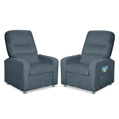 Kit 2 Poltronas Decorativas Do Papai Reclinável Confortável Suede - Lm Decor Azul Turquesa