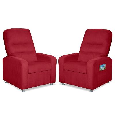 Kit 02 Poltronas Decorativas Do Papai Reclinável Confortável Suede Vermelho - Lm Decor