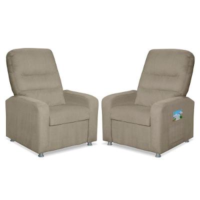 Kit 2 Poltronas Decorativas Do Papai Reclinável Confortável Suede - Lm Decor Bege