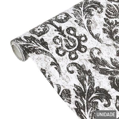 Papel De Parede 45cm X 5m Arabesco De Flores - Tudo Em Caixa