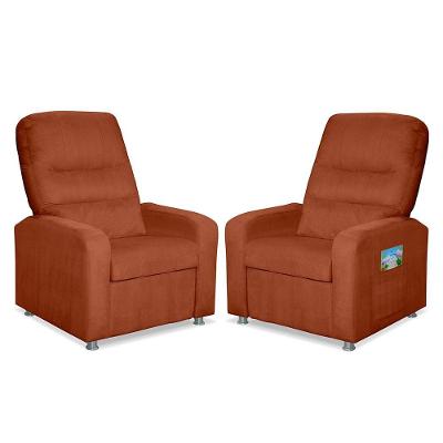 Kit 2 Poltronas Decorativas Do Papai Reclinável Confortável Suede - Lm Decor Terracota