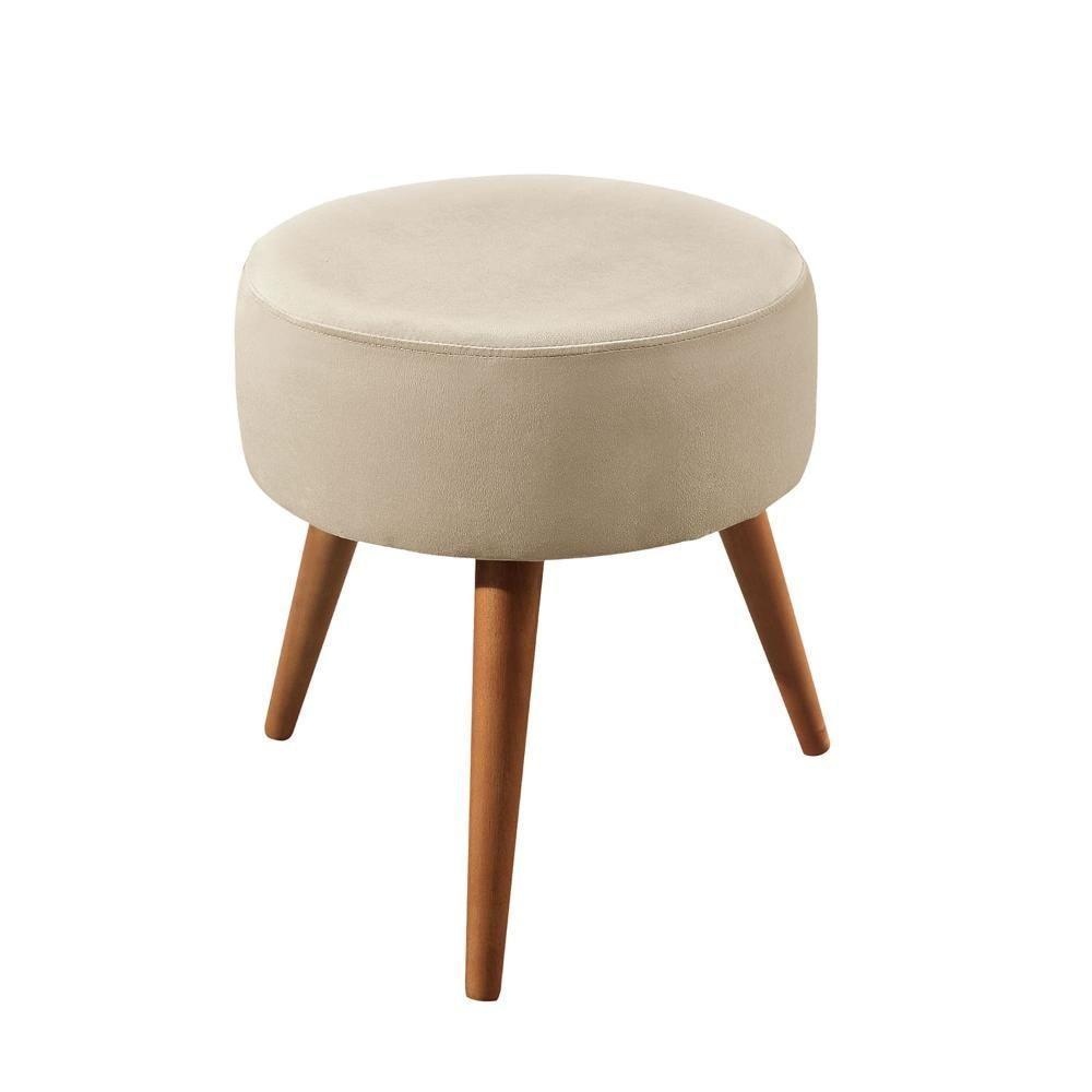 Conjunto - 2 Puffs Lippe Madeira Maciça Castellar Móbile Veludo Bege Claro - 4