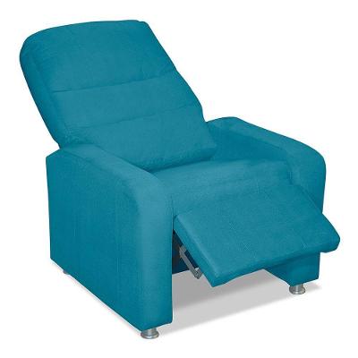 Poltrona Decorativa Do Papai Reclinável Confortável Suede - Lm Decor Azul Claro