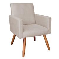 Poltrona Larissa Suede Pés Palito Castanho M11 - D'rossi Bege - 1