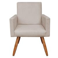 Poltrona Larissa Suede Pés Palito Castanho M11 - D'rossi Bege