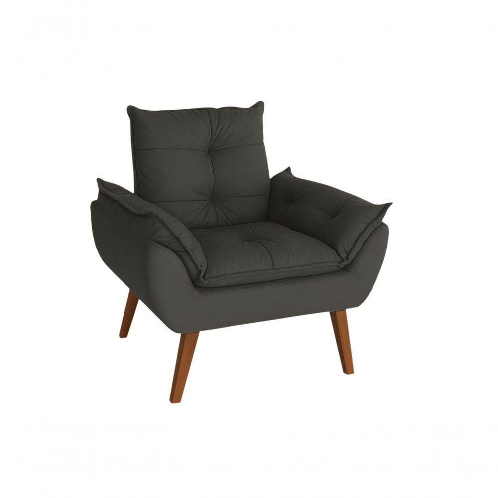 Poltrona-cadeira Decorativa Com Puff Glamour Opala Com Pés Quadrado Preto - 2