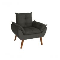 Poltrona-cadeira Decorativa Com Puff Glamour Opala Com Pés Quadrado Preto - 2