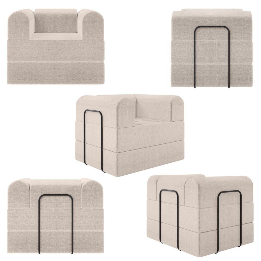 Poltrona Solteiro D-plus 90 Cm Monaco - Linho Bege Linho Bege - 4