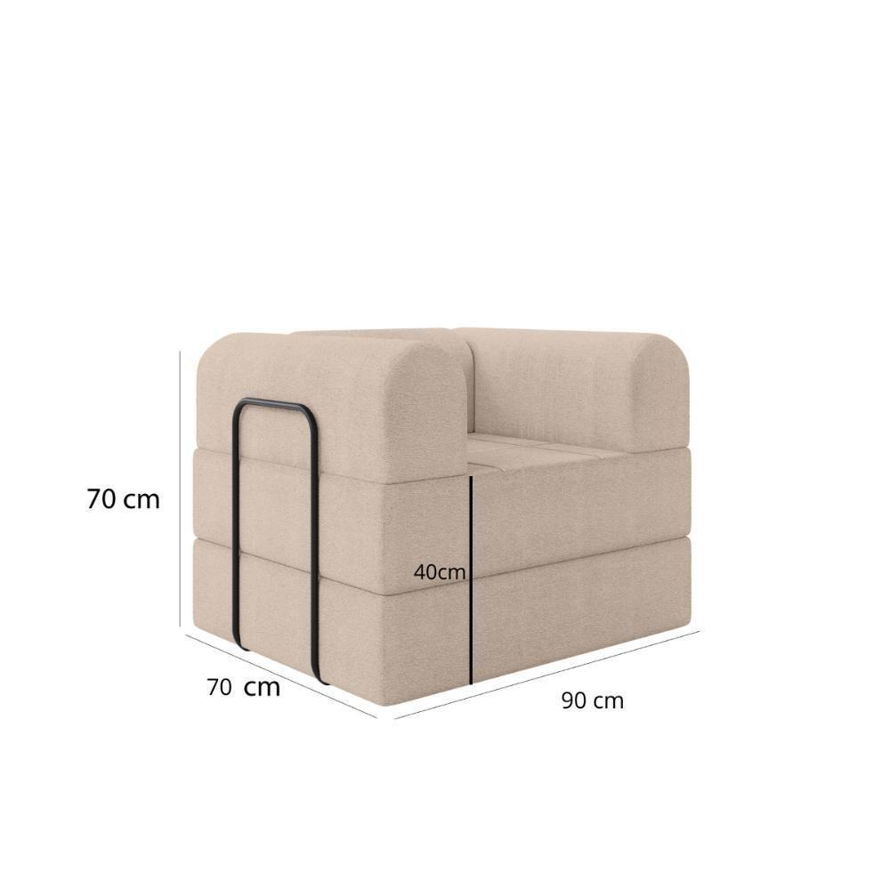 Poltrona Solteiro D-plus 90 Cm Monaco - Boucle Bege Boucle Bege - 2