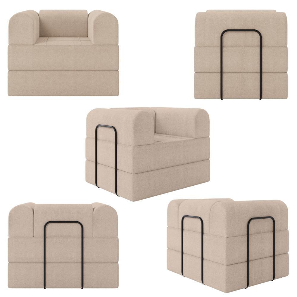 Poltrona Solteiro D-plus 90 Cm Monaco - Boucle Bege Boucle Bege - 4