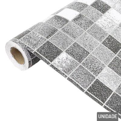Papel De Parede 45cm X 5m Azulejo Cinza - Tudo Em Caixa
