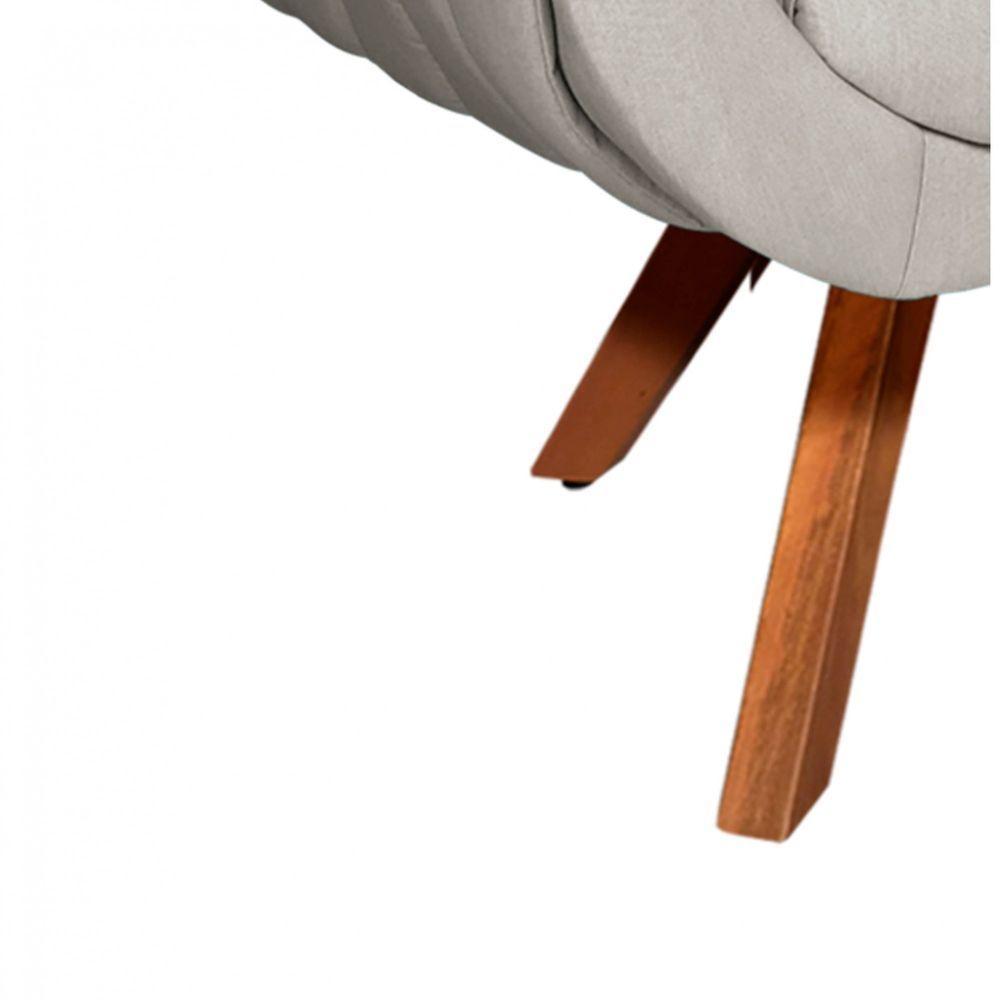 Poltrona Giratória Giovana Linho Bege A27 Base Madeira Mm30 D03 - D'rossi - 2