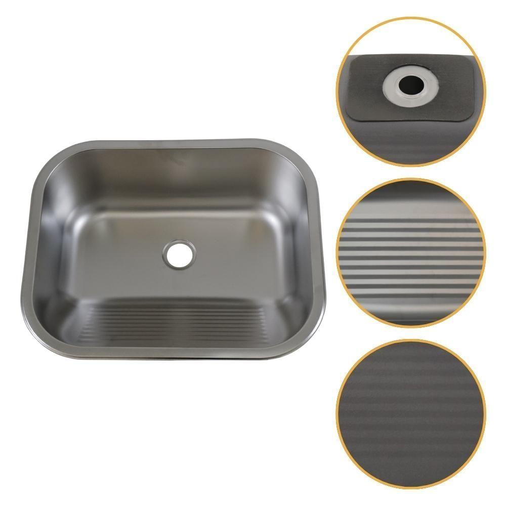 Tanque De Aço Inox 55x45 Com Cuba Ampla E Instalação Completa Para Lavanderia - 1