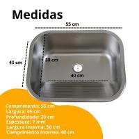 Tanque De Aço Inox 55x45 Com Cuba Ampla E Instalação Completa Para Lavanderia - 5