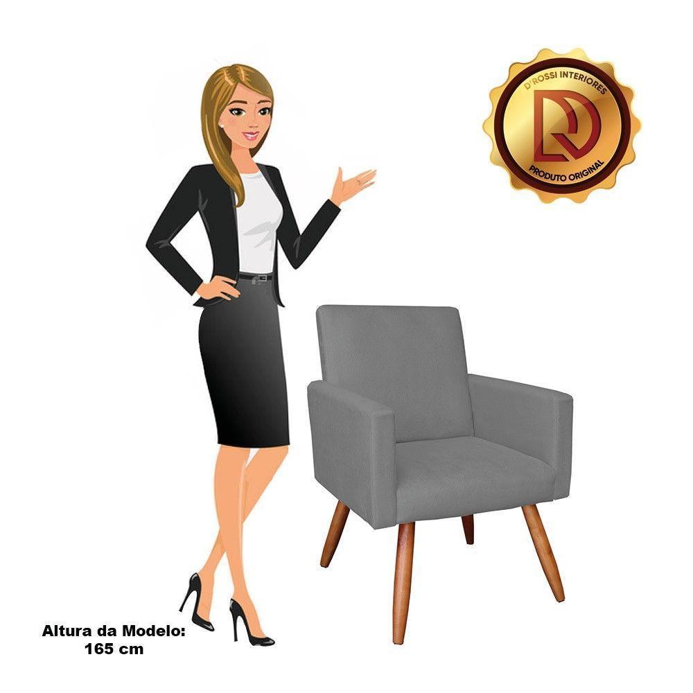 Poltrona Larissa Suede Pés Palito Castanho M11 - D'rossi Grafite - 5