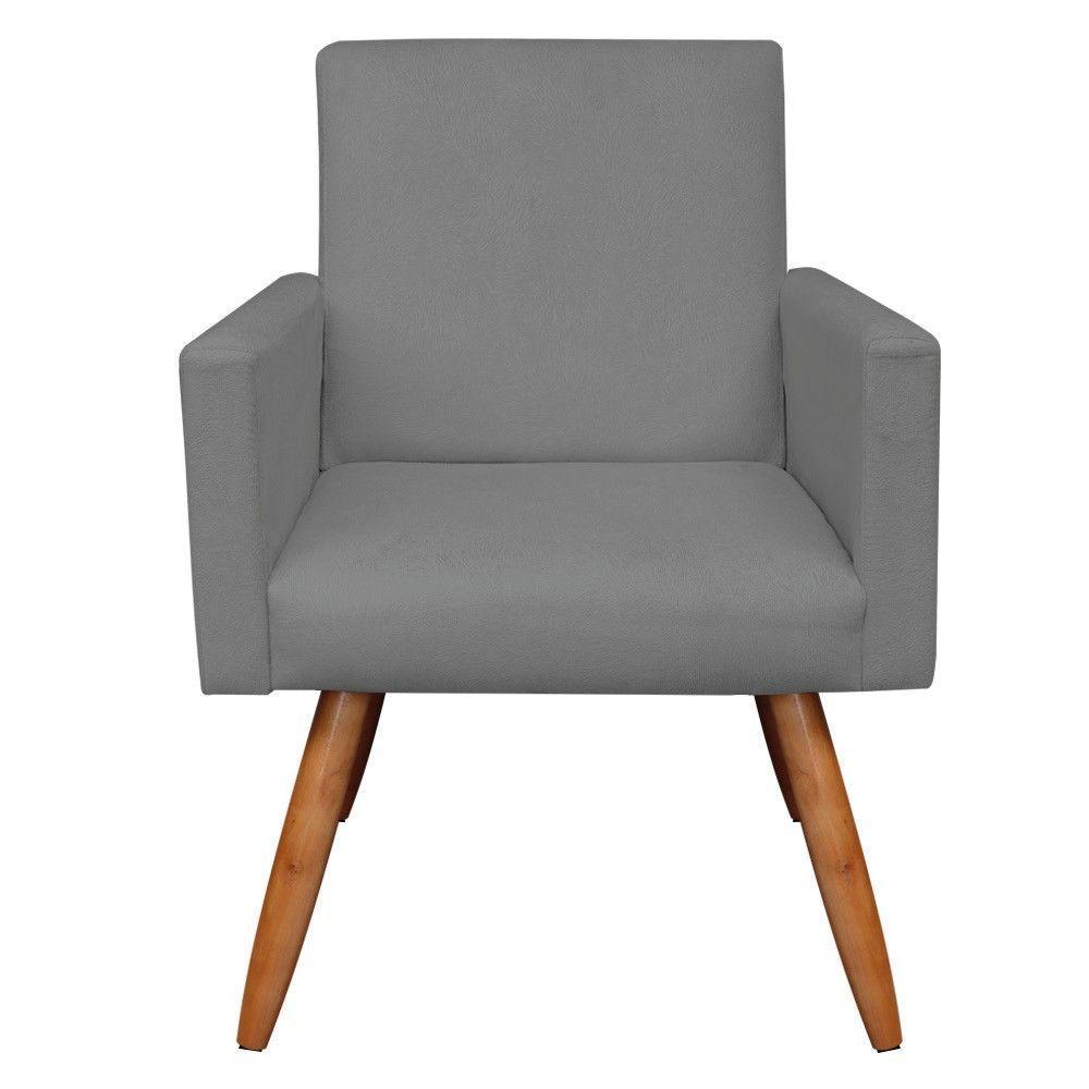 Poltrona Larissa Suede Pés Palito Castanho M11 - D'rossi Grafite - 7