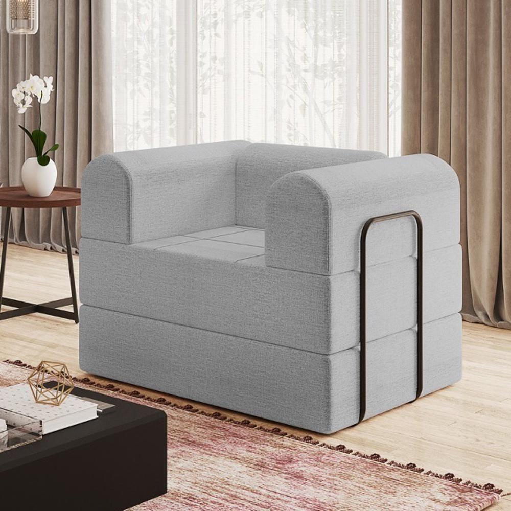 Poltrona Solteiro D-plus 90 Cm Monaco - Linho Cinza Linho Cinza - 1