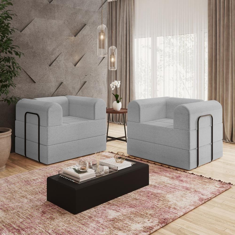 Poltrona Solteiro D-plus 90 Cm Monaco - Linho Cinza Linho Cinza - 3