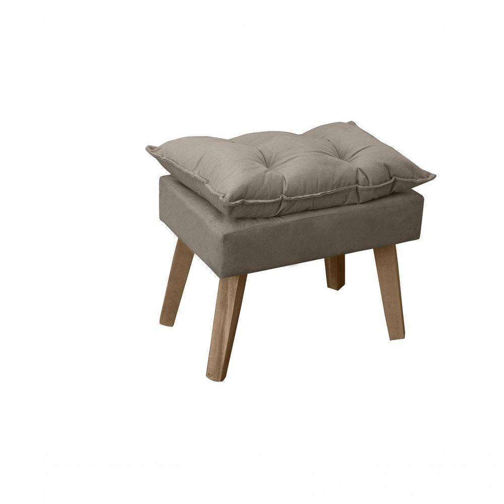 Poltrona-cadeira Decorativa Com Puff Glamour Opala Com Pés Quadrado Capuccino - 3