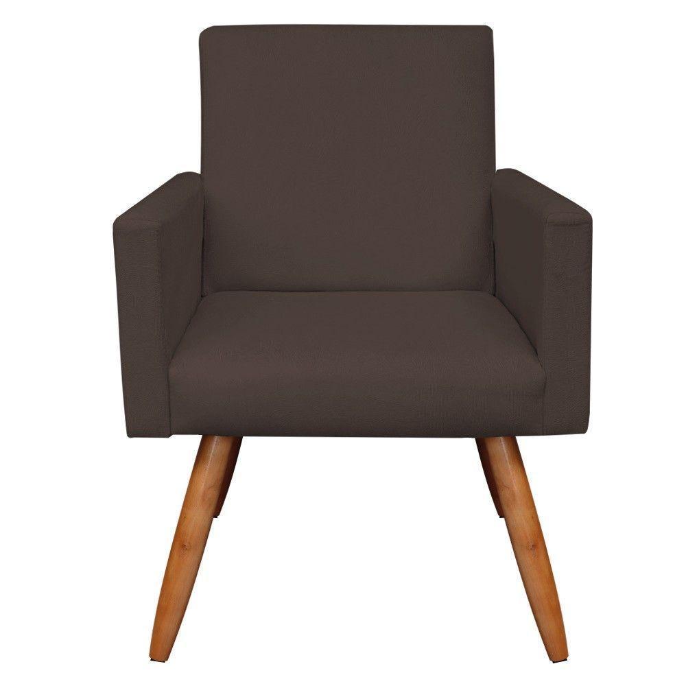 Poltrona Larissa Suede Pés Palito Castanho M11 - D'rossi Marrom - 6
