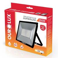 Projetor Superled Slim Preto Bivolt De 200 Watts E 6500k - 03269 - Ourolux - 1