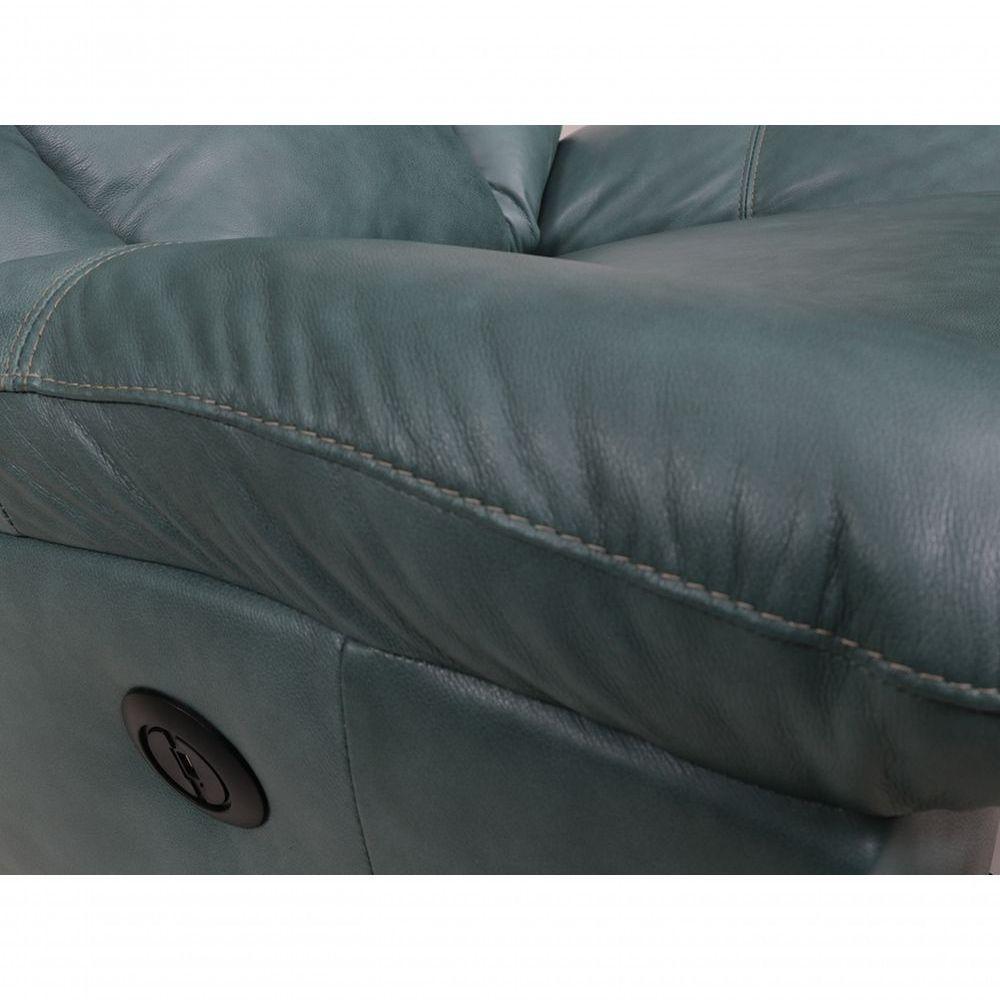 Poltrona De Couro Soft Glider Elétrica Turquese - Mempra - 4