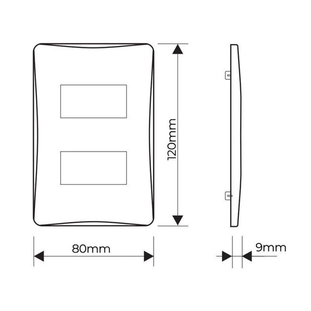 Placa Com Suporte Fame Habitat Onix 4x2 Para 2 Módulos Horizontais Distanciados Onix - 2