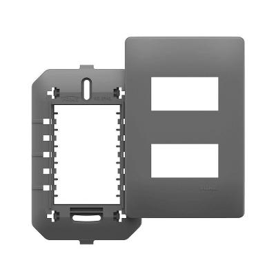 Placa Com Suporte Fame Habitat Onix 4x2 Para 2 Módulos Horizontais Distanciados Onix