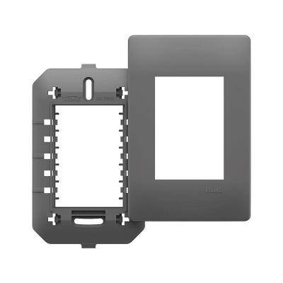 Placa Com Suporte Fame Habitat Onix 4x2 Para 3 Módulos Horizontais Onix