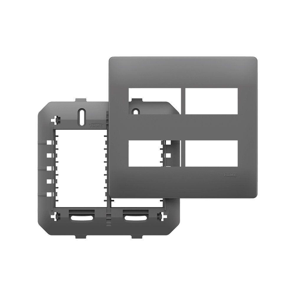 Placa Com Suporte Fame Habitat Onix 4x4 Para 4 Módulos Horizontais Distanciados Onix - 1