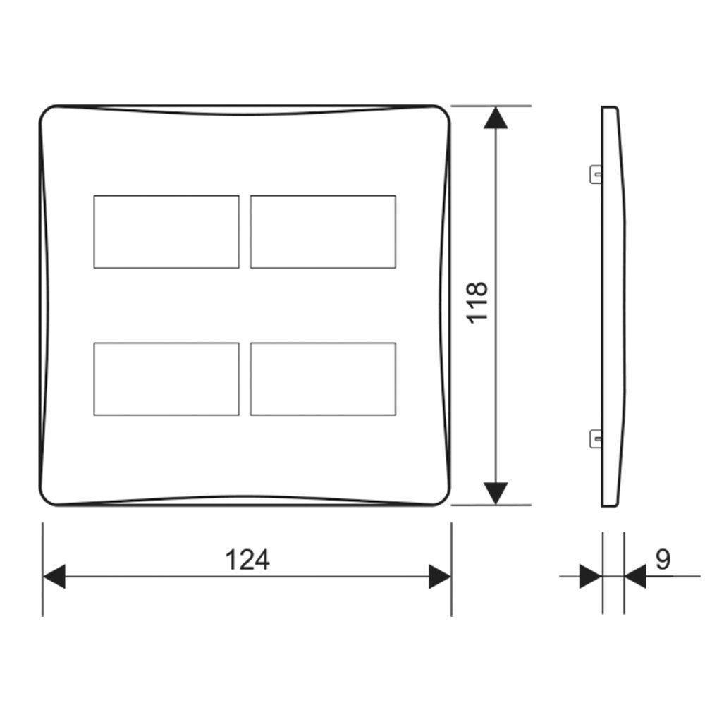 Placa Com Suporte Fame Habitat Onix 4x4 Para 4 Módulos Horizontais Distanciados Onix - 2