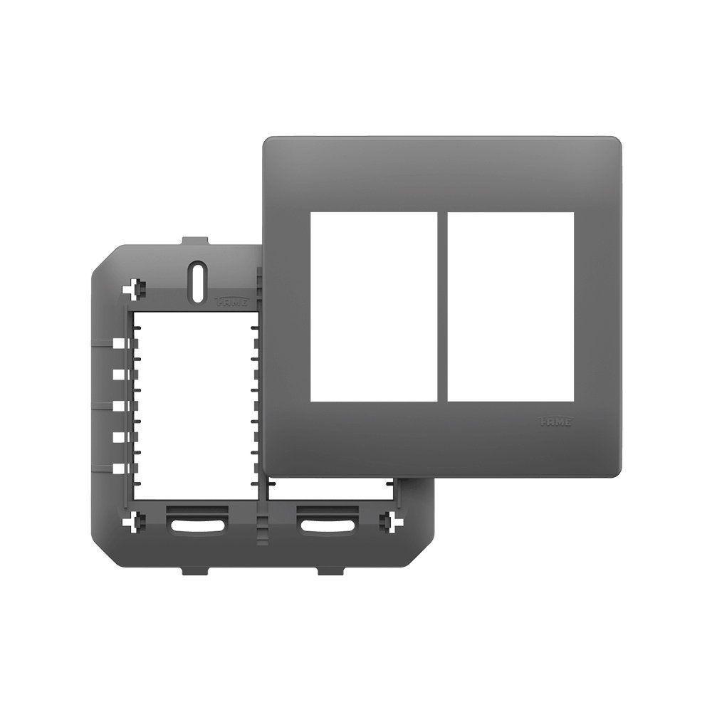 Placa Com Suporte Fame Habitat Onix 4x4 Para 6 Módulos Horizontais Onix - 1