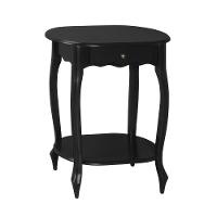 Mesa De Apoio Oval Clássica Decorativa De Madeira Com Pés Luiz Xv - Preto Laca - 2