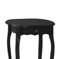 Mesa De Apoio Oval Clássica Decorativa De Madeira Com Pés Luiz Xv - Preto Laca - 3