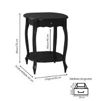Mesa De Apoio Oval Clássica Decorativa De Madeira Com Pés Luiz Xv - Preto Laca - 4