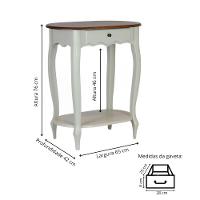 Mesa De Apoio Oval Clássica Decorativa De Madeira Com Pés Luiz Xv - Branco Laca Com Tampo Imbuia Glazer - 4