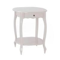 Mesa De Apoio Oval Clássica Decorativa De Madeira Com Pés Luiz Xv - Branco Laca - 2