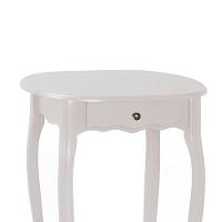 Mesa De Apoio Oval Clássica Decorativa De Madeira Com Pés Luiz Xv - Branco Laca - 3