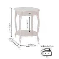 Mesa De Apoio Oval Clássica Decorativa De Madeira Com Pés Luiz Xv - Branco Laca - 4